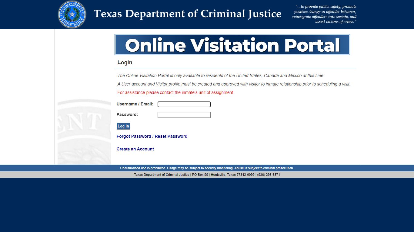 TDCJ Visitation